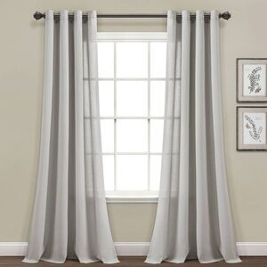 Lush Decor - Set of 2 (84"x52") Faux Linen Grommet Window Curta Gray